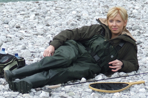 Glasgow's Debbie Johnston takes a break on the Tolminka River in Slovenia